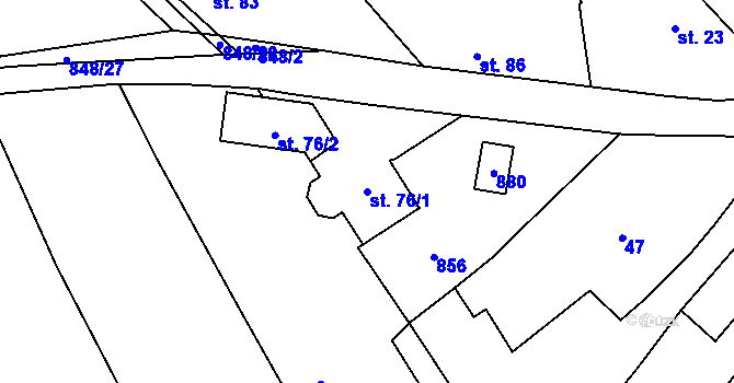 Parcela st. 76/1 v KÚ Buková u Merklína, Katastrální mapa