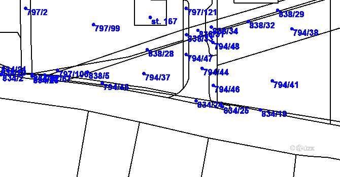 Parcela st. 794/43 v KÚ Buková u Merklína, Katastrální mapa