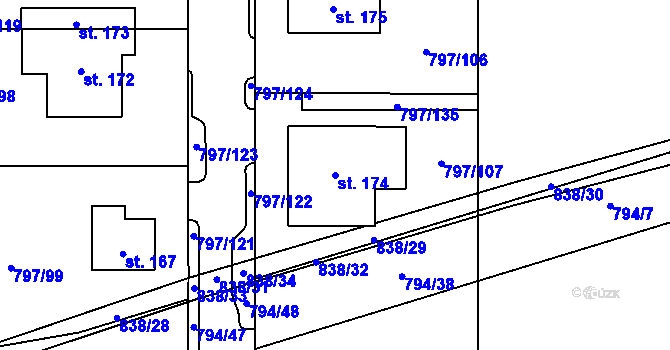 Parcela st. 174 v KÚ Buková u Merklína, Katastrální mapa
