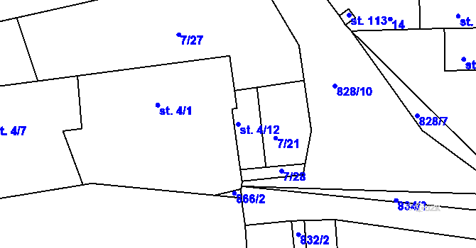 Parcela st. 4/12 v KÚ Buková u Merklína, Katastrální mapa