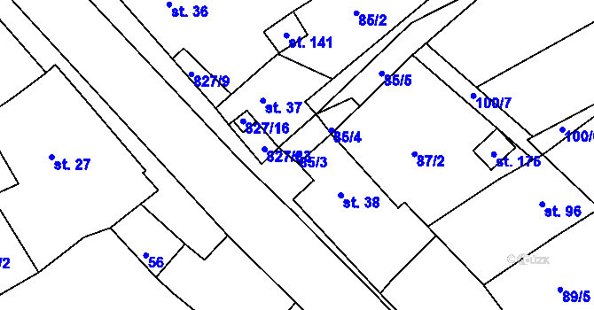 Parcela st. 85/3 v KÚ Buková u Merklína, Katastrální mapa