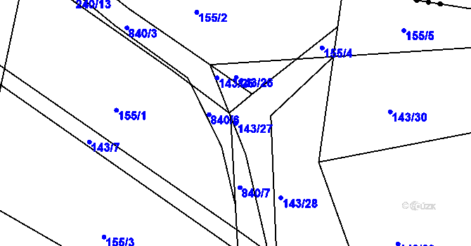 Parcela st. 143/27 v KÚ Buková u Merklína, Katastrální mapa