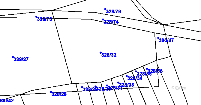 Parcela st. 328/32 v KÚ Buková u Merklína, Katastrální mapa