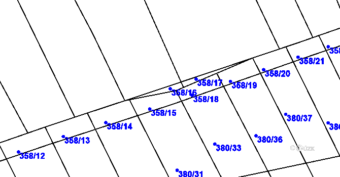 Parcela st. 358/16 v KÚ Buková u Merklína, Katastrální mapa