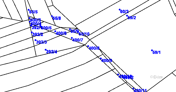 Parcela st. 400/8 v KÚ Buková u Merklína, Katastrální mapa