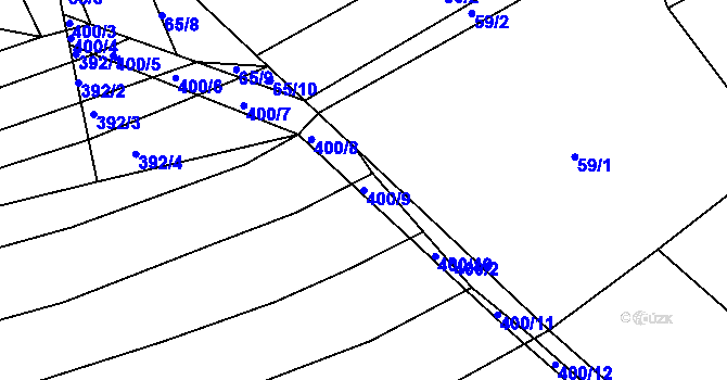 Parcela st. 400/9 v KÚ Buková u Merklína, Katastrální mapa