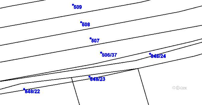 Parcela st. 506/37 v KÚ Buková u Merklína, Katastrální mapa