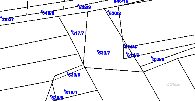 Parcela st. 630/7 v KÚ Buková u Merklína, Katastrální mapa