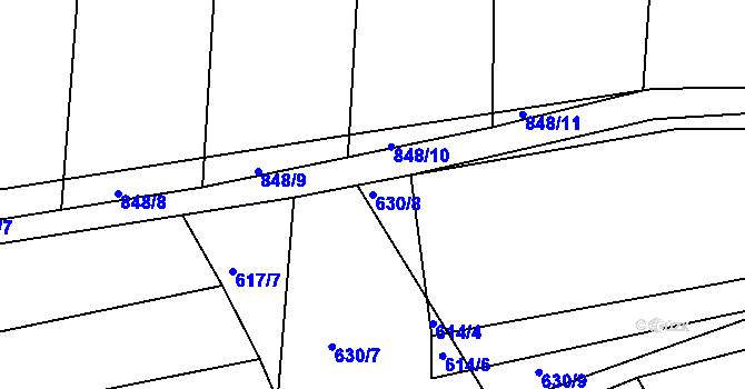 Parcela st. 630/8 v KÚ Buková u Merklína, Katastrální mapa
