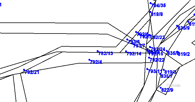 Parcela st. 792/13 v KÚ Buková u Merklína, Katastrální mapa