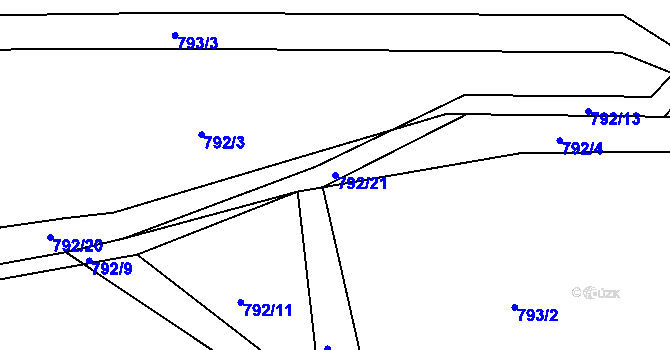 Parcela st. 792/21 v KÚ Buková u Merklína, Katastrální mapa