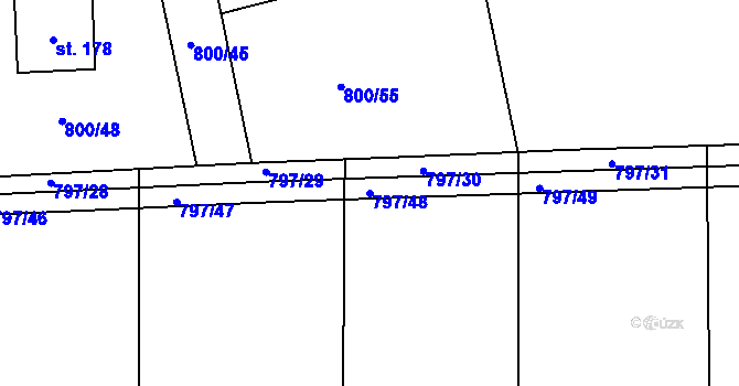 Parcela st. 797/48 v KÚ Buková u Merklína, Katastrální mapa