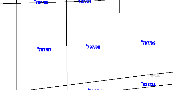 Parcela st. 797/88 v KÚ Buková u Merklína, Katastrální mapa