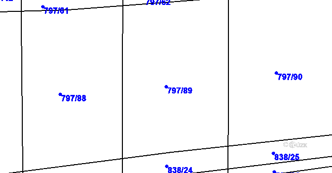 Parcela st. 797/89 v KÚ Buková u Merklína, Katastrální mapa