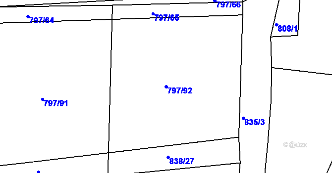 Parcela st. 797/92 v KÚ Buková u Merklína, Katastrální mapa