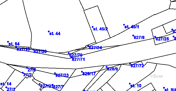 Parcela st. 827/24 v KÚ Buková u Merklína, Katastrální mapa