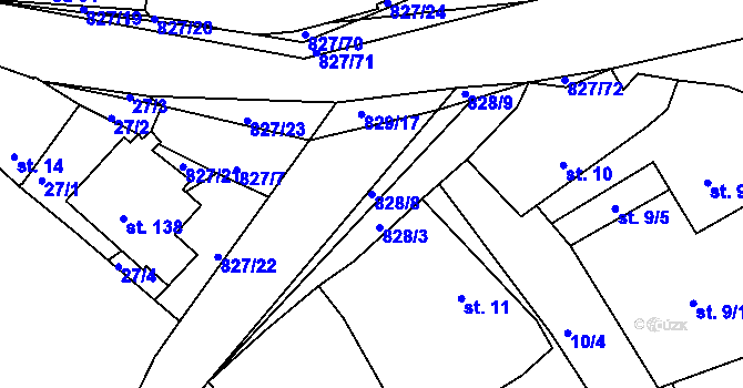 Parcela st. 828/8 v KÚ Buková u Merklína, Katastrální mapa