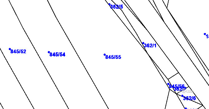 Parcela st. 845/55 v KÚ Buková u Merklína, Katastrální mapa