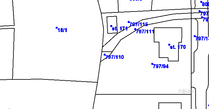 Parcela st. 797/110 v KÚ Buková u Merklína, Katastrální mapa