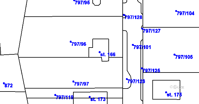 Parcela st. 166 v KÚ Buková u Merklína, Katastrální mapa