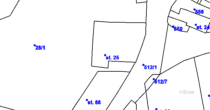 Parcela st. 25 v KÚ Kloušov, Katastrální mapa