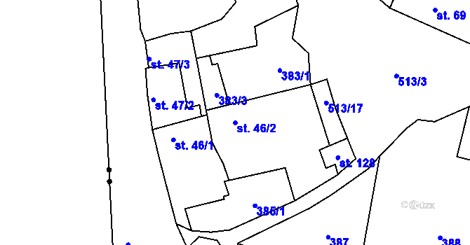 Parcela st. 46/2 v KÚ Kloušov, Katastrální mapa