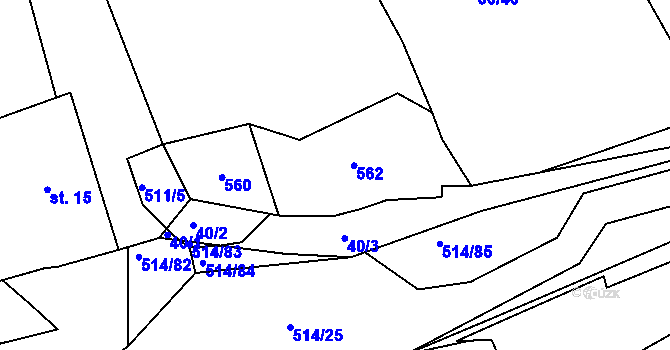 Parcela st. 51 v KÚ Kloušov, Katastrální mapa