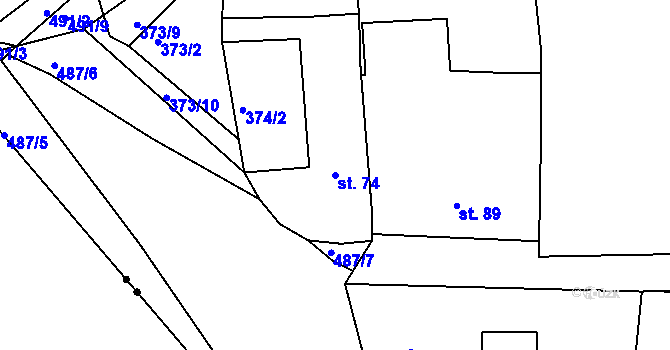 Parcela st. 74 v KÚ Kloušov, Katastrální mapa