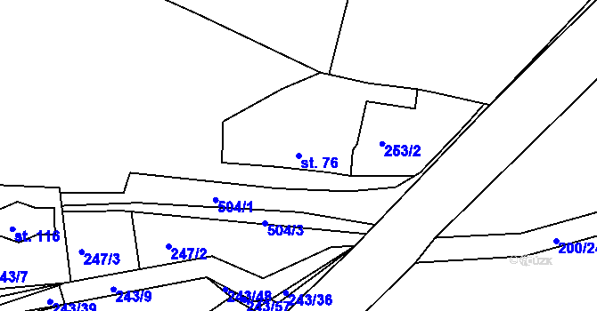 Parcela st. 76 v KÚ Kloušov, Katastrální mapa