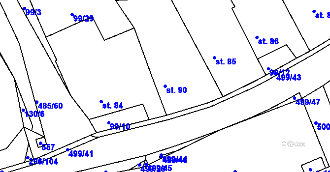 Parcela st. 90 v KÚ Kloušov, Katastrální mapa