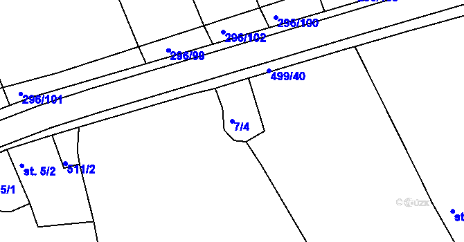 Parcela st. 7/4 v KÚ Kloušov, Katastrální mapa