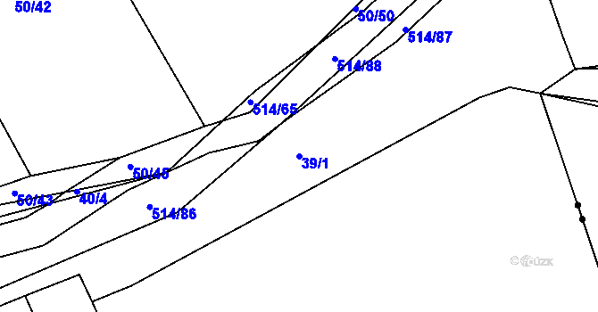 Parcela st. 39/1 v KÚ Kloušov, Katastrální mapa