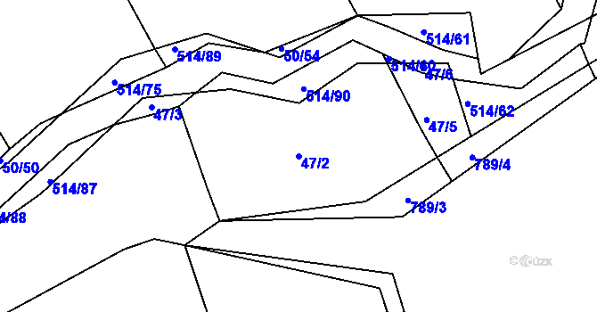 Parcela st. 47/2 v KÚ Kloušov, Katastrální mapa
