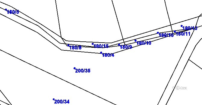 Parcela st. 180/4 v KÚ Kloušov, Katastrální mapa
