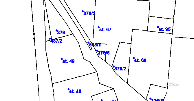 Parcela st. 376/6 v KÚ Kloušov, Katastrální mapa