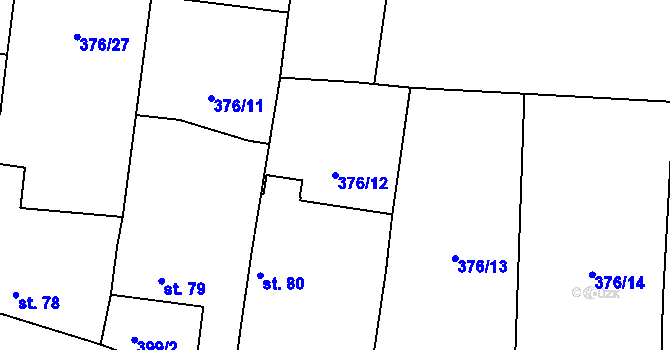 Parcela st. 376/12 v KÚ Kloušov, Katastrální mapa