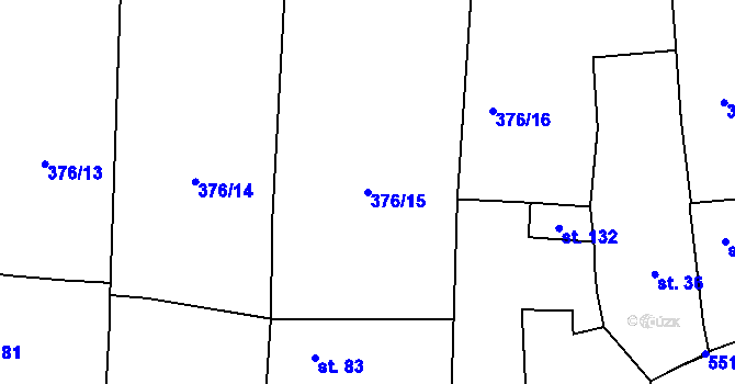 Parcela st. 376/15 v KÚ Kloušov, Katastrální mapa