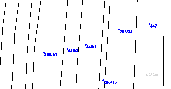 Parcela st. 445/1 v KÚ Kloušov, Katastrální mapa