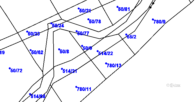 Parcela st. 514/22 v KÚ Kloušov, Katastrální mapa