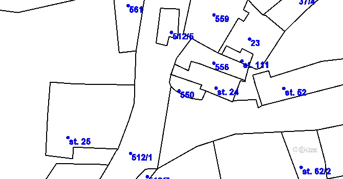 Parcela st. 35/5 v KÚ Kloušov, Katastrální mapa