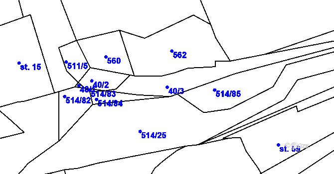 Parcela st. 40/3 v KÚ Kloušov, Katastrální mapa
