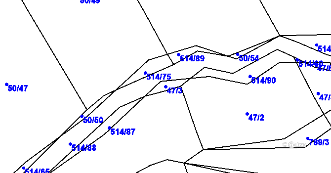 Parcela st. 47/3 v KÚ Kloušov, Katastrální mapa
