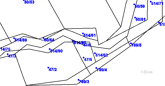 Parcela st. 47/6 v KÚ Kloušov, Katastrální mapa