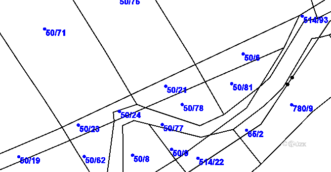 Parcela st. 50/21 v KÚ Kloušov, Katastrální mapa