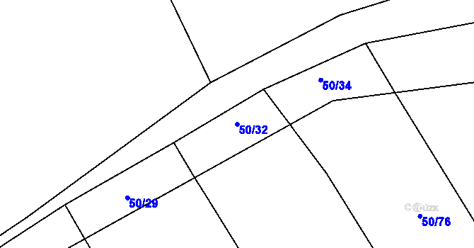 Parcela st. 50/32 v KÚ Kloušov, Katastrální mapa