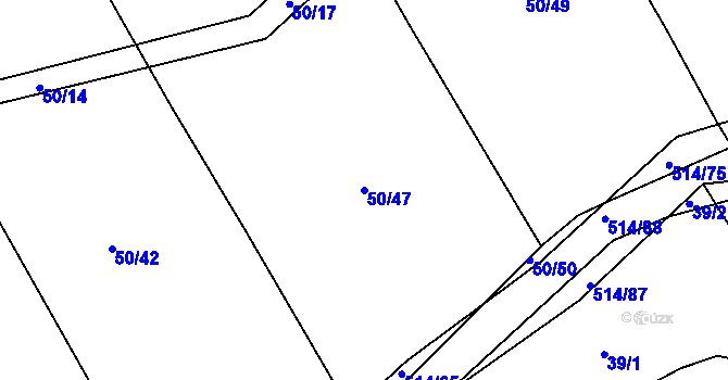Parcela st. 50/47 v KÚ Kloušov, Katastrální mapa