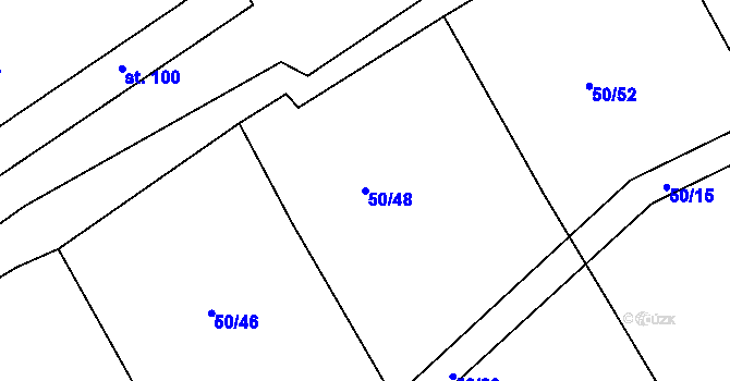 Parcela st. 50/48 v KÚ Kloušov, Katastrální mapa