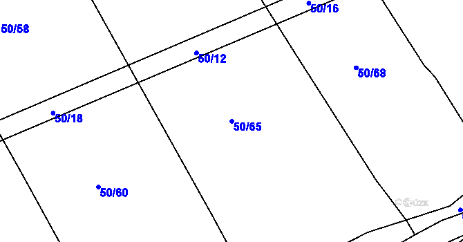 Parcela st. 50/65 v KÚ Kloušov, Katastrální mapa