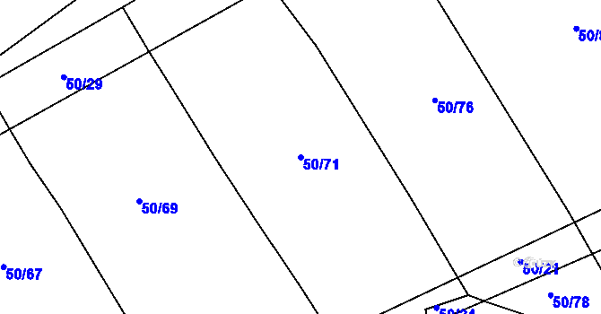 Parcela st. 50/71 v KÚ Kloušov, Katastrální mapa