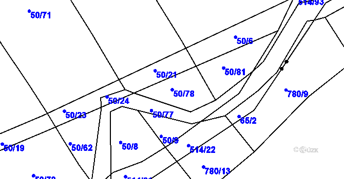 Parcela st. 50/78 v KÚ Kloušov, Katastrální mapa